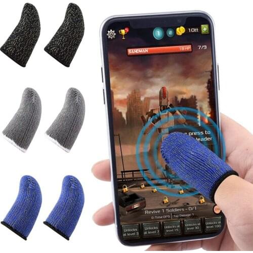 2 pairs Game Controllers Finger Sleeve Breathable Phone Game Screen Finger Cots for Rules Survival/Knives Out for Android iOS