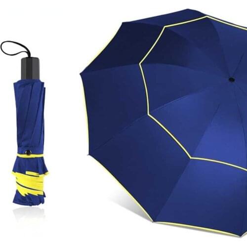 Quality Big Umbrella 130cm Double Layer Folding Umbrella Rain Women 10Ribs Windproof Paragua Fashion Business large Umbrella Men
