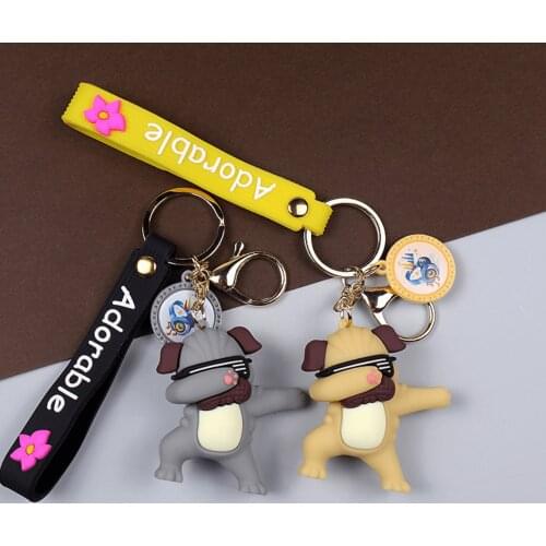 Kawaii Dance Dog Car Key Ring Cute Creative Trend Practical Small Gifts Key Ring Bag Pendant
