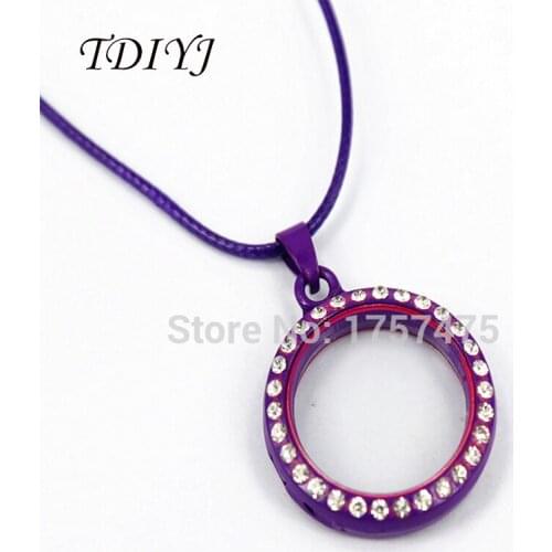 TDIYJ Top Selling Alloy 30mm Purple Crystal Locket Pendants 5pcs/lot FF127