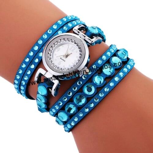 Fashion women tower quartz dress watch colorful rhinestone leather strap flower wristwatches popular students watches 916913