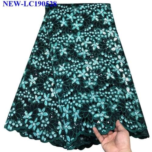 New Design green Tulle Lace High Quality Organza Lace Fabric For a wedding dress African French Lace Fabric With Beads XSW01