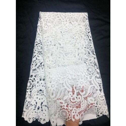 New Style Africa Lace Fabric 2021 High Quality Lace Water Soluble Embroidered Fashion Soft White Lace Fabric 5 Yards