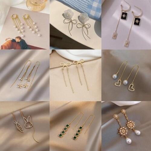 YAOLOGE Wholesale Long Tassel Dangle Earrings For Women Fairy Alloy Drop Earrings 2021 Trendy Fashion Party Gift Jewelry серьги