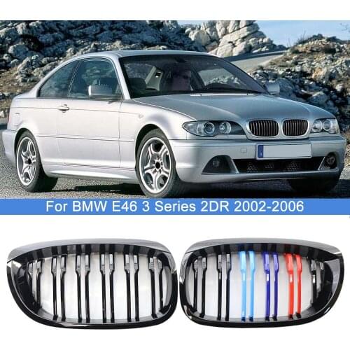 1 Pair Gloss Black M Style Front Sport Kidney Grille Grills For BMW E46 325Ci 330Ci 2003-2006 2-Door LCI 51137064318 51137064317