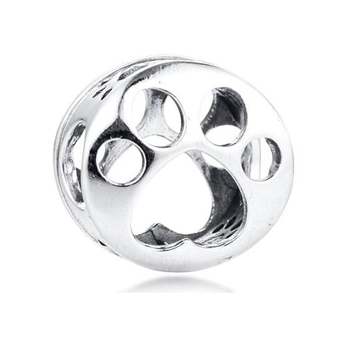 Fits for Pandora Beads Bracelets Openwork Paw Print Charms 100% 925 Sterling Silver Jewelry Free Shipping