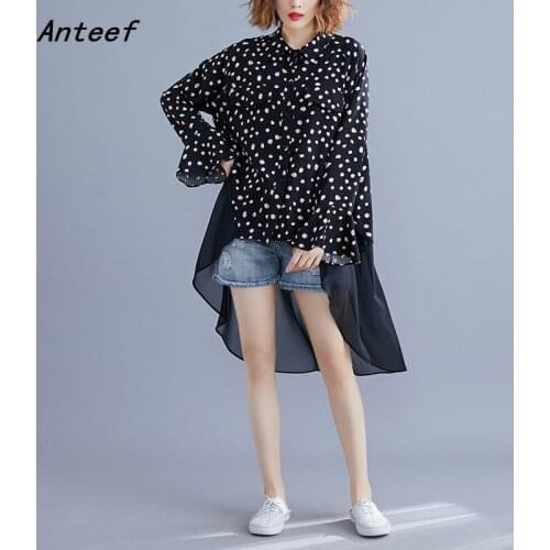 Long sleeve shirts for vintage Polka Dot blouse Casual loose spring autumnn tops women 2021 blouses button up shirt clothing