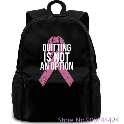 Quitting Is Not An Option Fight Breast Cancer Red Ribbon Survivor Round Collar women men backpack laptop travel school