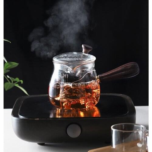 Glass Tea Pot Heat Resistant Glass Tea Pot With Wooden Handle Coffee Jug Kettle Glass Maker Convenient Office Home
