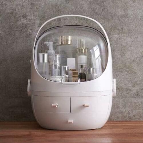 TidyUps Clamshell 3 Drawer Dressing Table Rounded Makeup Holder Storage Box For Lipstick Jewelry Cosmetic Organizer