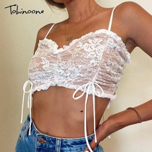 Tobinoone Lace Womens Summer Crop Top Camis Tanks Tops Sleeveless Bustier Unpadded Bandeau Bra Vest Seamless Bralette Tees 2020