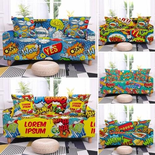 Graffiti Color Painting Universal Elastic Sofa Cover for Living Room Modern L Shape Covers For Corner Sofa Cover 1/2/3/4 Seaters