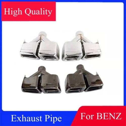 1 Set Y Shape Square Nozzles Exhaust Pipe For BENZ CLS W218 AMG Style Black Stainless Steel Car Exhausts Double Tips