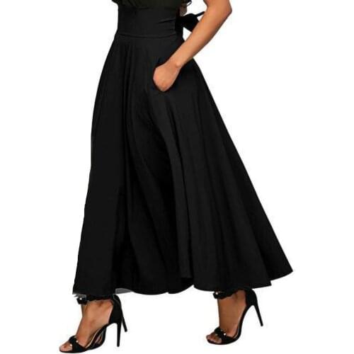 Women Skirts Casual A-Line Skirt High Waist Skirt Ankle Length Skirts Spring Summer Clothes Zipper Elegant Female Vintage Skirt