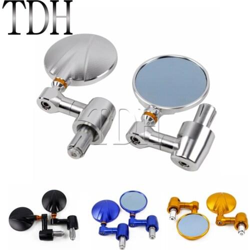 Motorcycle 7/8" 22mm Or 1/" 25mm Handle Bar End Rear View Mirror Silver for Harley Chopper Bobber Cruisers Street Sports Bikes