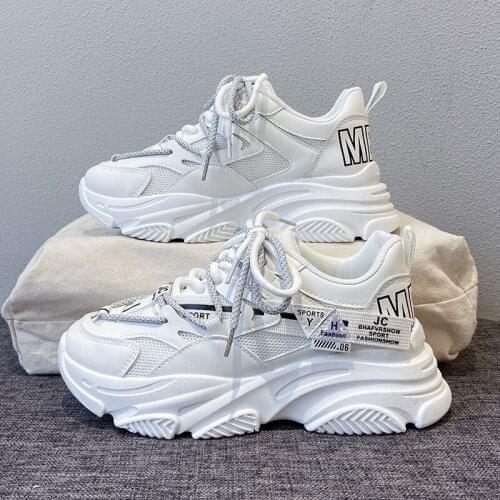 2021 Sport Sneakers Women Fashion Breathable Thick Sole Ladies Trainers Platform Vulcanized Shoes Women Chunky Sneakers Basket