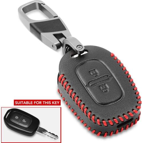1pcs 2 Buttons Leather Car Key Cover Case For Renault Megane Duster Dacia Scenic Master