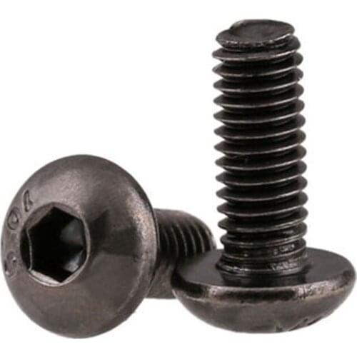10pcs M5 10.9 level Black nickel pan head Round heads Hexagon socket screw bolt 6mm-30mm Length