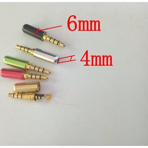 100pcs 3.5mm 4 poles Stereo Plug soldering ADAPTER 5 colors New