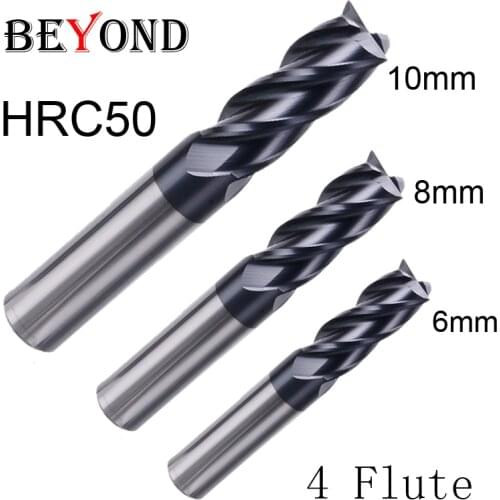 4F-10 4F-8 4F-6 HRC50,3 piece carbide Square Flatted End Mills coating 10mm 8mm 6mm each one piece