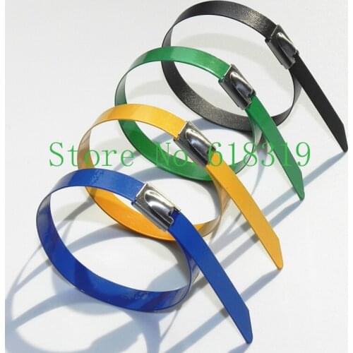 500pcs/lot 4.0 inch 4.6mm x 100mm Thickness 2.5mm Best 304 Grade colorful self locking Stainless Steel cable ties