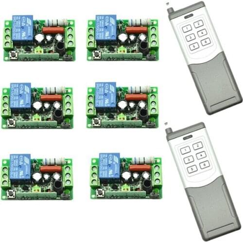 AC 220 V 10 A 6CH Wireless Remote Control Switch Each CH is Independent Learning code Toggle/Momentary