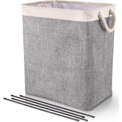65L Large Collapsible Linen Hampers With Detachable Brackets Foldable Laundry Baskets For Toys Clothing Organization