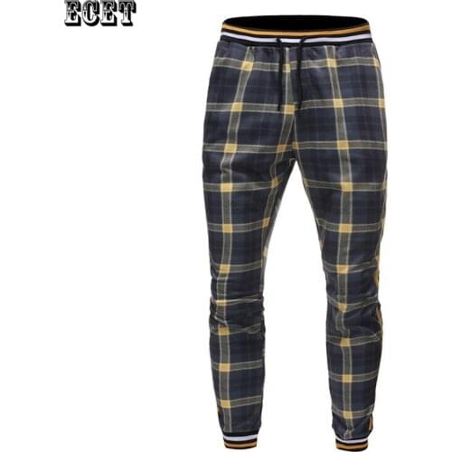 New Mens Casual Pants Jogger Sweatpants Streetwear Business Fashion Overalls Solid Color Plaid Mens Trousers Clothing