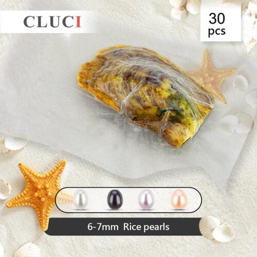 CLUCI 30pcs 6-7mm Freshwater Oval Pearl in Oyster Vacuum Packed Real Pearl Bead for Jewelry Making WP006SB