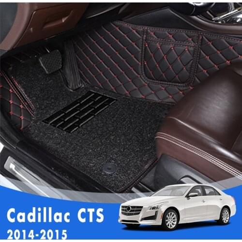 Double Layer Wire Loop Carpets Car Floor Mats For Cadillac CTS 2015 2014 Artificial Leather Automobiles, Parts Accessories