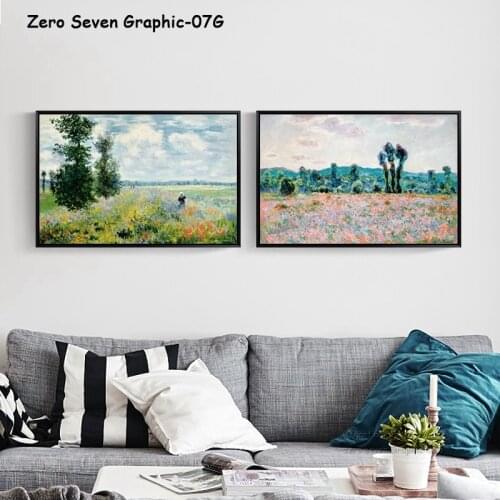 07G Painter Monet Poppy Field Abstract Oil Painting A3 A2 Canvas Art Print Poster Picture Wall Living Room Home Decoration Mural