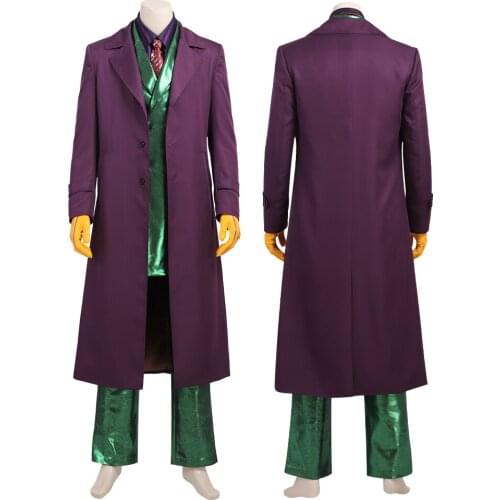 Adult Dark knight Crazy Vicious Joker Cosplay Costume Outfit Halloween Party Full Props Suit