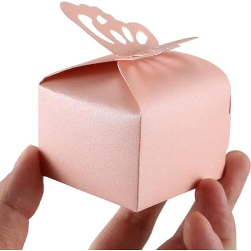 LBER 50pcs Butterfly Decoration Boite a Dragees Wedding Decoration Baptism Birth Rose
