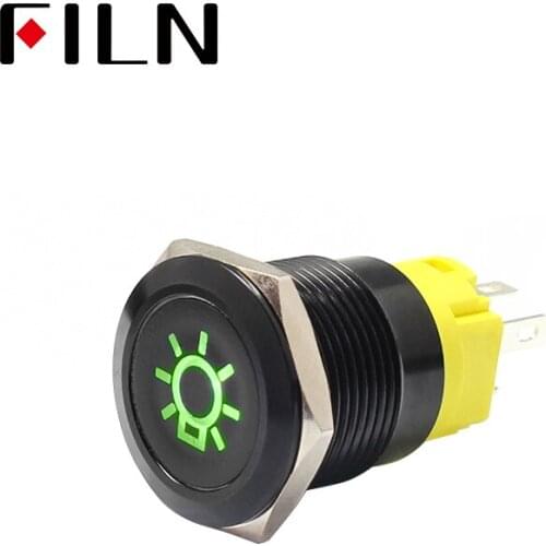 19mm 12v LED black shell metal push button switch dashboard custom Lighting symbol C40 car racing switch