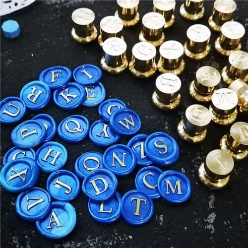 Mini wax seal 12mm diameter copper brass stamp head set Classic 26 Letter Alphabet Initial Decorative Antique Gifts wax seal