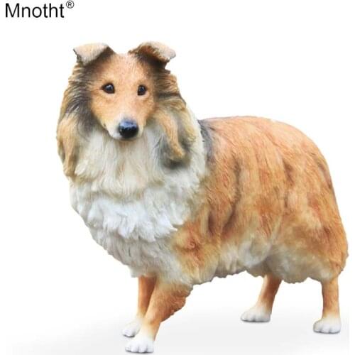 Mnotht Shetland Sheepdog 1/6 Scotland Rough Collie Dog Model Resin Toy for Scene Accessory Action Figure Collection Gift m5n