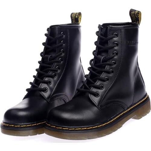 Maguidern Fashion Lovers' Boots Womens Round Toe Lace Up Ankle Boots Ladies Leather Combat Booties Martin Boots