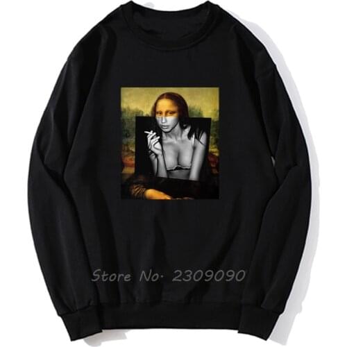 Banksy Renaissance Mona Lisa Street Artist Hoodie Men Funny Pullover Fleece Sweatshirts Harajuku