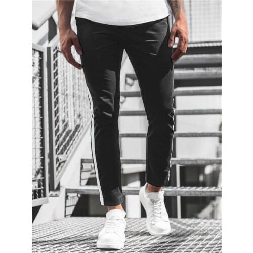 Men Joggers Casual Pants Skinny Side stripe Straight-leg Trousers Fashion Male Street Sweatpants Pants Fitness Bodybuilding Pant