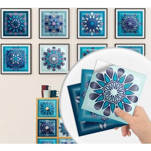 Mandala style Floor Wall Tile Sticker for Home Decor Peel & stick self-adhesive splashback Tile Decals for Living Room Kitchen
