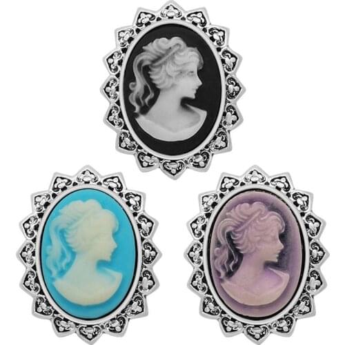 New Trendy PL0113 Vintage Beauty oval Sculpture Lady 18MM Metal giner snap buttons for DIY charm snap jewelry wholesale