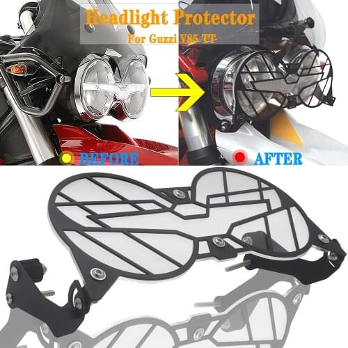 NEW Motorcycle V85TT For Moto Guzzi V85 TT Folding Headlight Guard Protector Grill Double Protection
