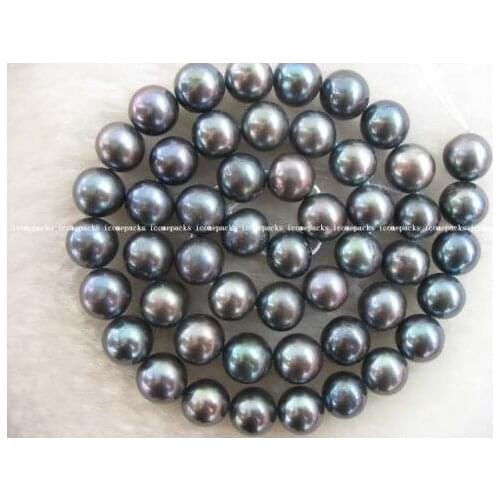 Wholesales Genuine Natural Freshwater A15 8-9mm black round pearl Necklace Loose Beads