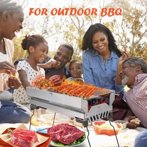 Portable BBQ Charcoal Folding Stainless Grill Has Supreme Lightweight With Trendy Bracket For Camping Picnic Outdoor Family New