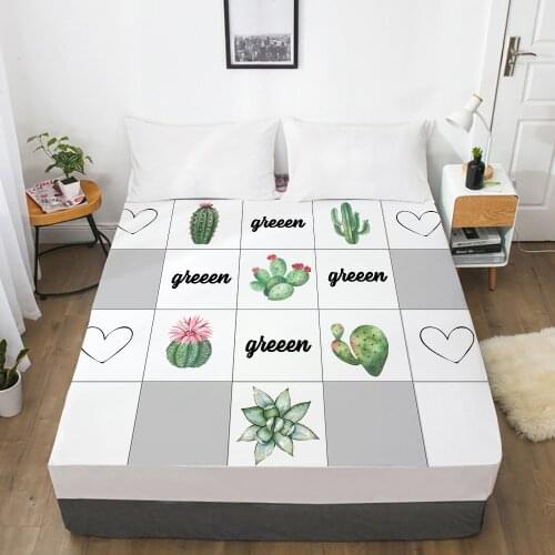 1pc bed sheet Elastic fitted sheet With An Elastic Band 150/180/200/160*200 Mattress Cover Double Bed cover nodic Plaid green