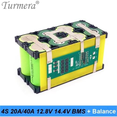 Turmera 4S 12.8V 14.4V 20A 40A BMS for 32650 32700 Lifepo4 Battery 12V Solar Panel Energy System and Uninterrupted Power Supply