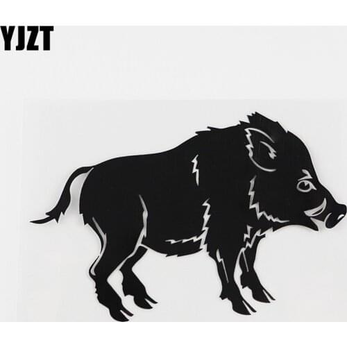YJZT 13.9CMX9.2CM Lovely Wild Boar Pigs Farm Animals Vinyl Car Sticker Black/Silver 8A-0148