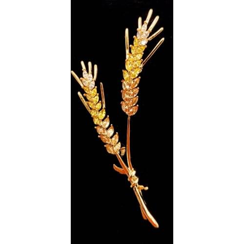 Vintage Style Gold Tone Wheat Sheaf Brooches and Pins Harvest Party Accessory for Unisex Hats Caps Business Suit Bag Scarf Shawl