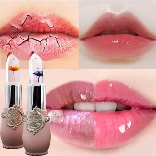 Waterproof Flower LipStick Jelly Flower Transparent Color Changing Lipstick Long Lasting With 6 Colors Flower Lipsticks Lip balm