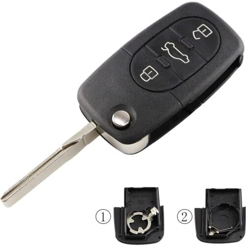 YIQIXIN Key Housing For Audi A2 A3 A4 A6 A8 TT Quattro RS4 Remote Car Key Shell Cover Case 3 Button Folding CR1620/2032 Battery